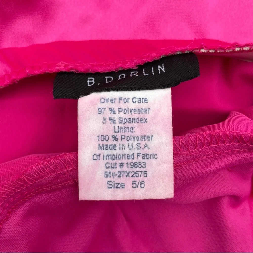 Vintage B. Darlin Hot Pink Satin Bodycon Halter Mini Dress 5/6 - Picture 3 of 6